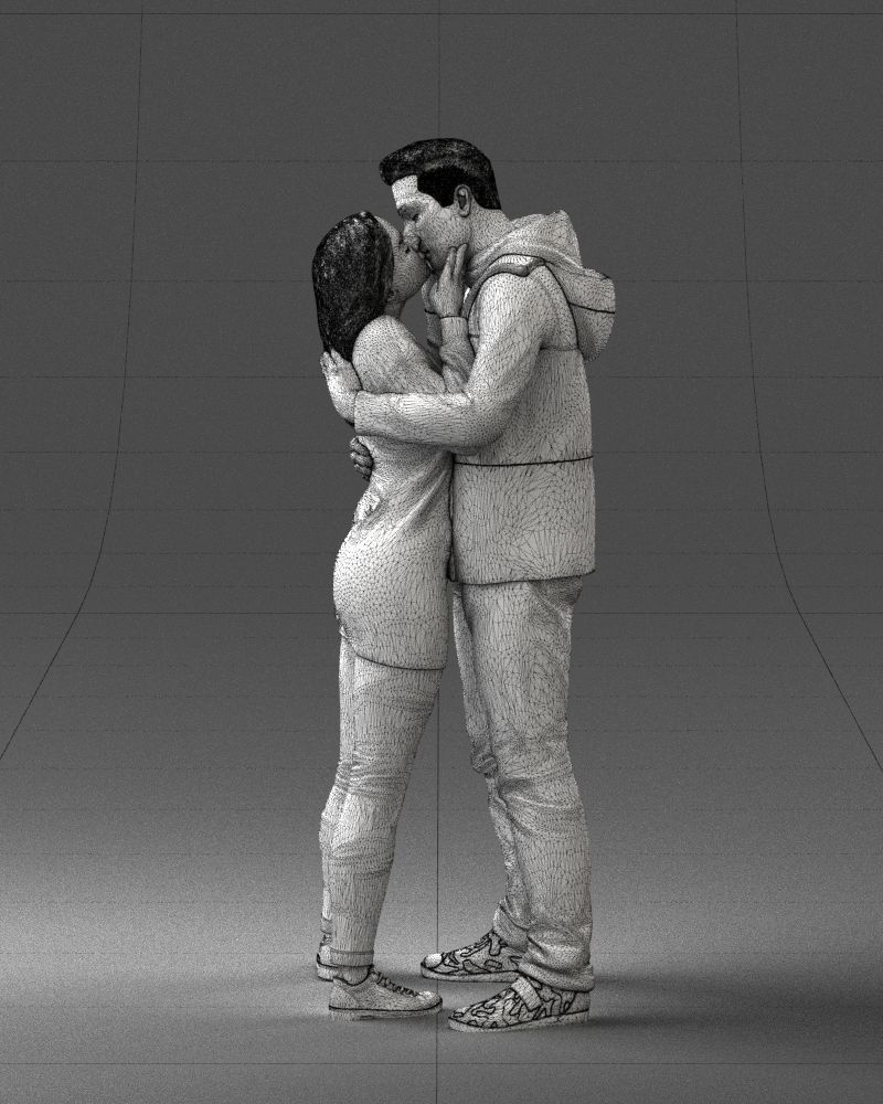 000286 Romantic Couple Kissing 0903 3dp 3D print model_6