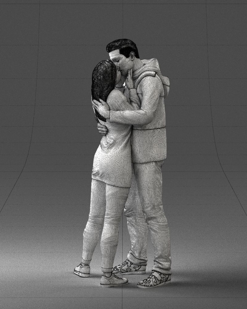 000286 Romantic Couple Kissing 0903 3dp 3D print model_9