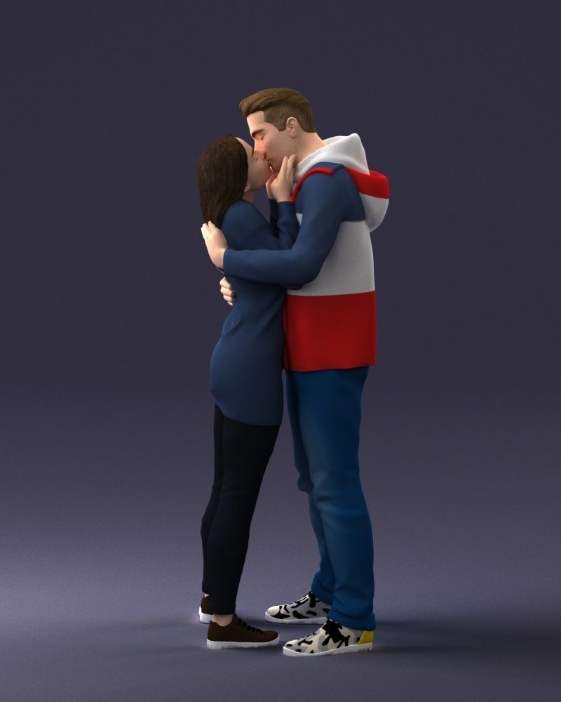 000286 Romantic Couple Kissing 0903 3dp 3D print model_4