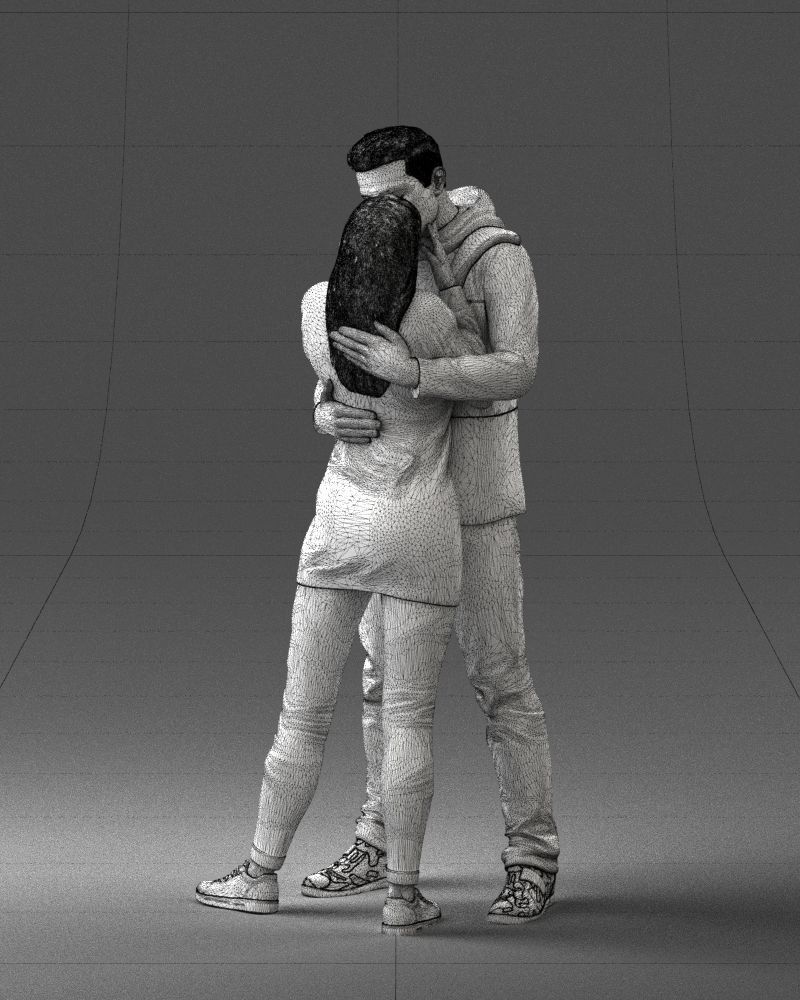 000286 Romantic Couple Kissing 0903 3dp 3D print model_12