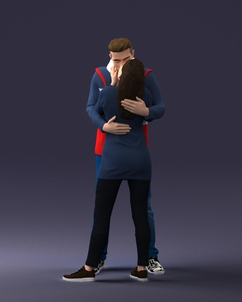 000286 Romantic Couple Kissing 0903 3dp 3D print model_13