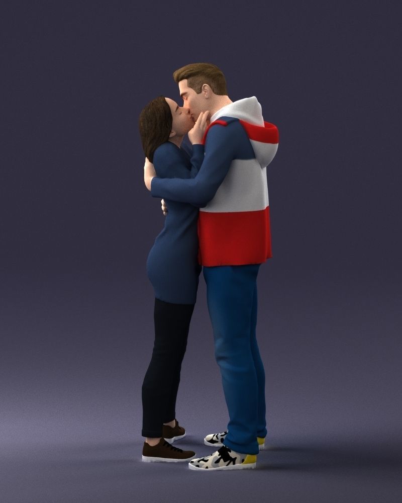 000286 Romantic Couple Kissing 0903 3dp 3D print model_34