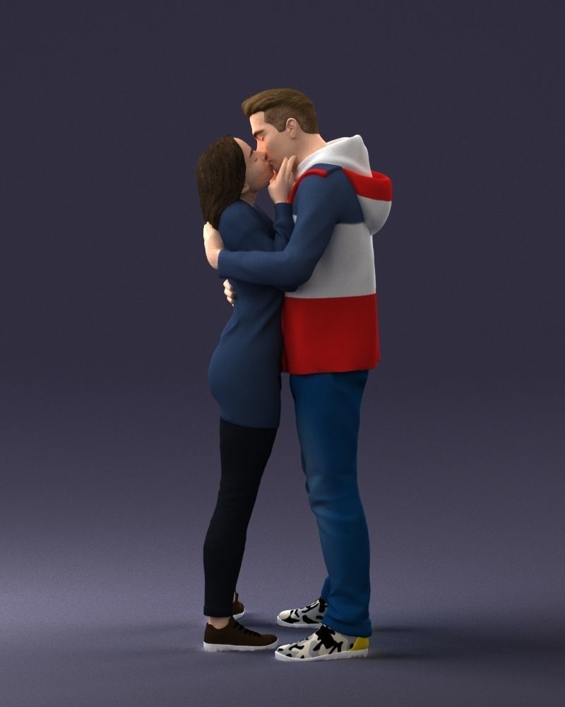 000286 Romantic Couple Kissing 0903 3dp 3D print model_37