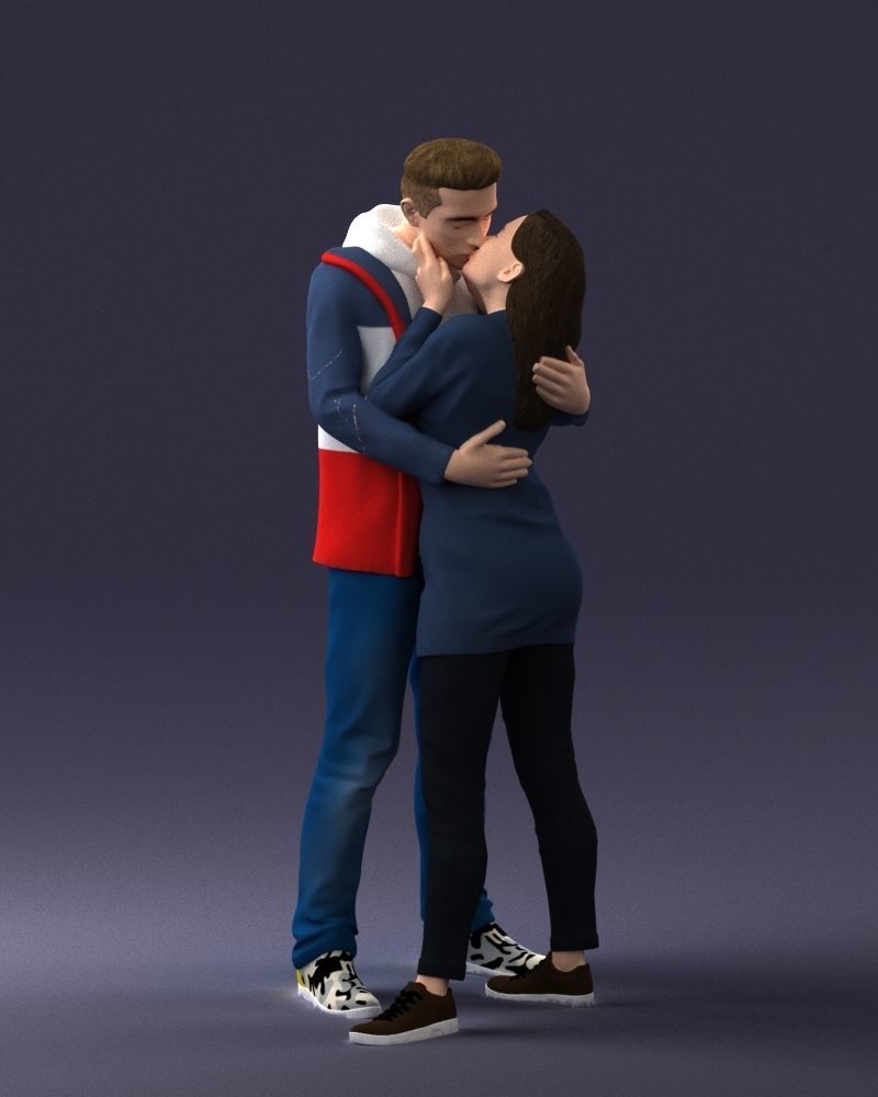 000286 Romantic Couple Kissing 0903 3dp 3D print model_16