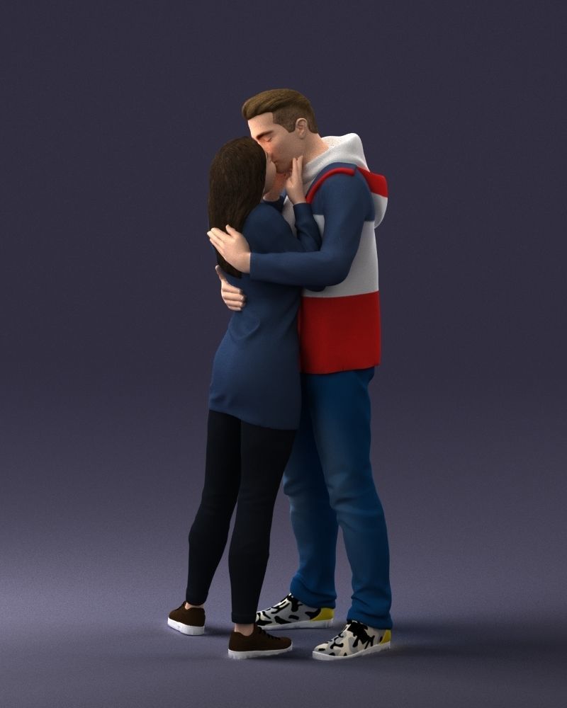 000286 Romantic Couple Kissing 0903 3dp 3D print model_7