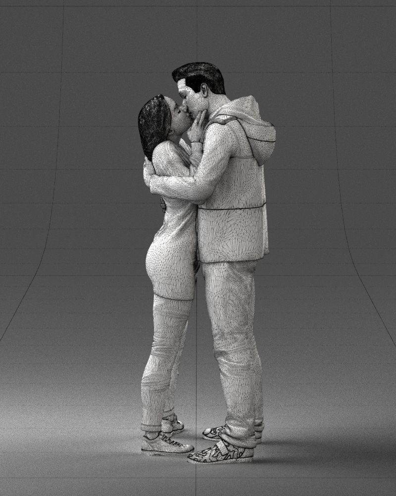 000286 Romantic Couple Kissing 0903 3dp 3D print model_36