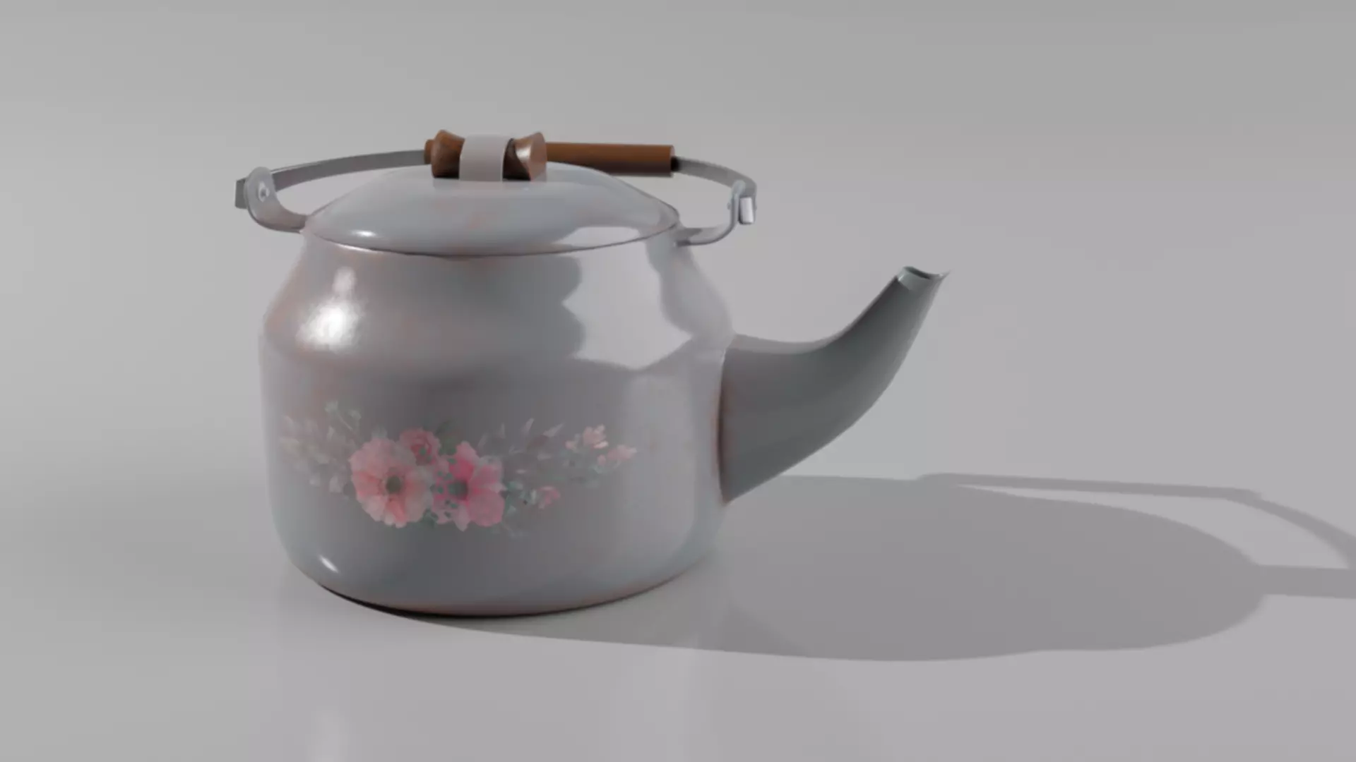 kettle tea pot with flowers Free 3D model_0