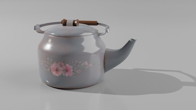 kettle tea pot with flowers Free 3D model