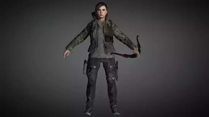 AAA Apocalypse Female Character 04 Low-poly 3D model