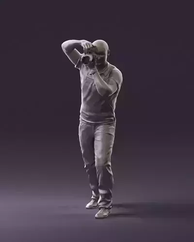 Photographer in purple polo 0854 3D Print Ready