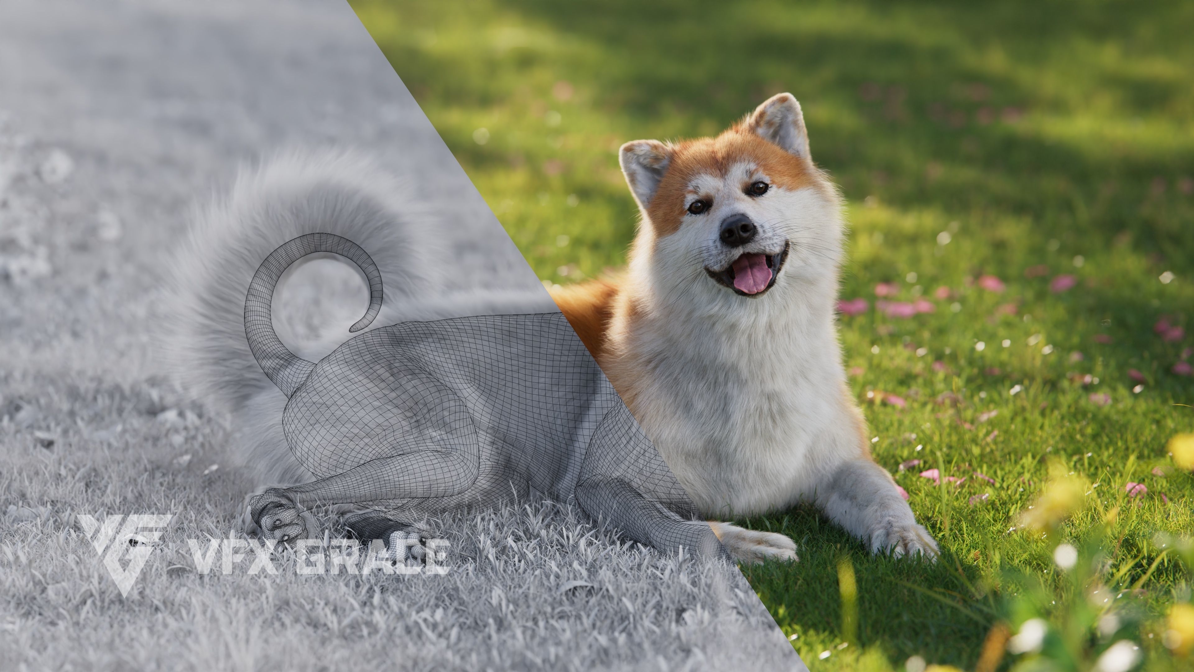 Akita Dog Animated VFX Grace 3D model_7