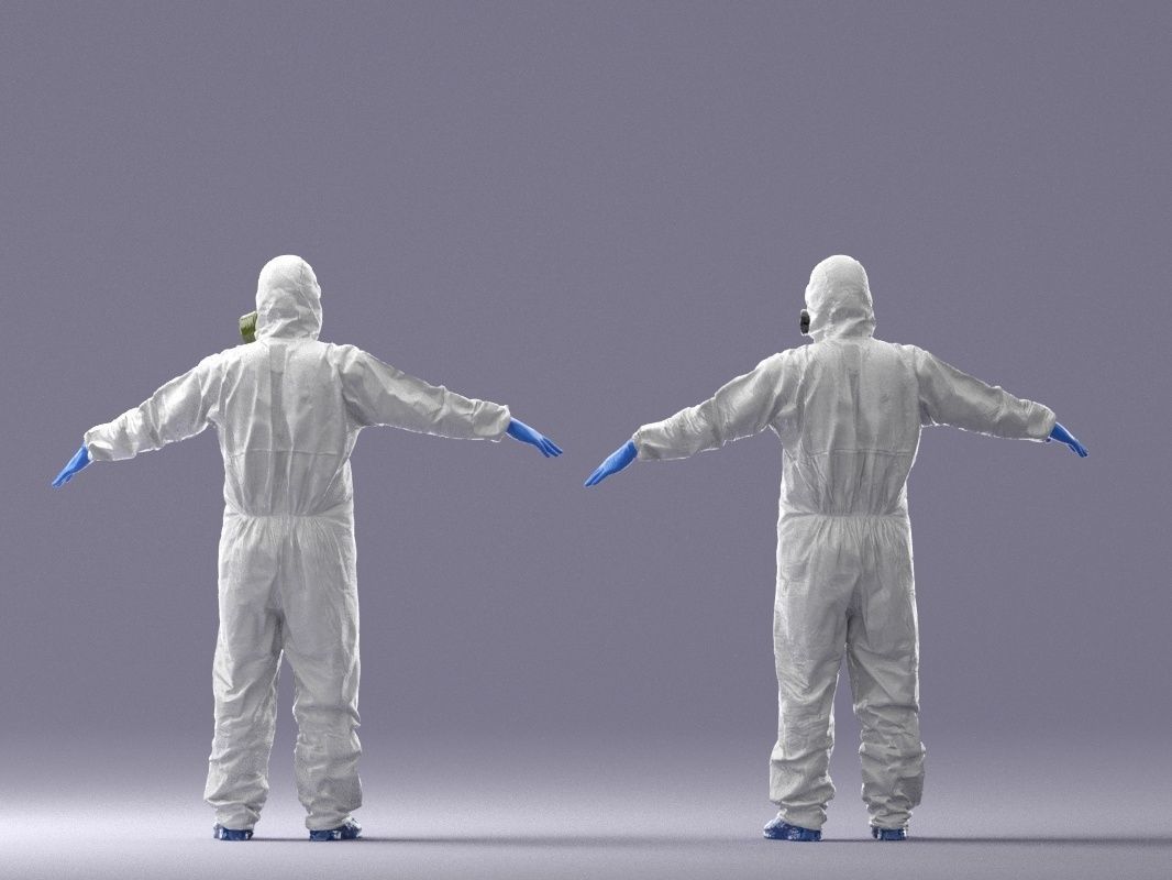 000343 Disinfector in Protective Suit T pose 0329 Low-poly 3D model_10
