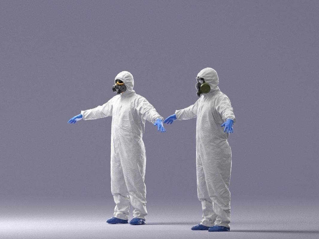 000343 Disinfector in Protective Suit T pose 0329 Low-poly 3D model_13
