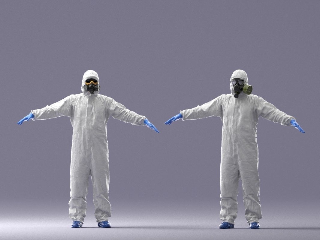 000343 Disinfector in Protective Suit T pose 0329 Low-poly 3D model_15