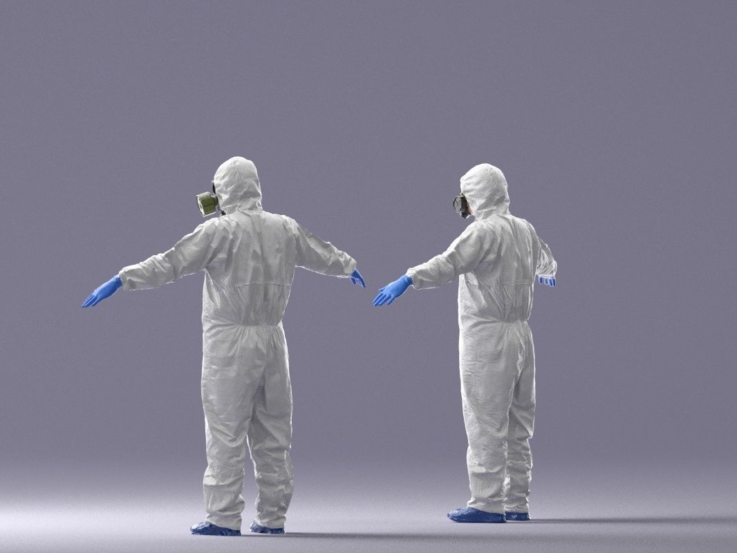 000343 Disinfector in Protective Suit T pose 0329 Low-poly 3D model_11