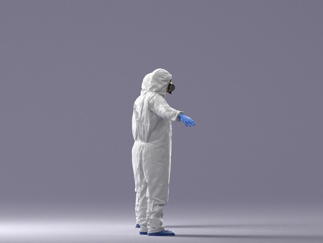 000343 Disinfector in Protective Suit T pose 0329 Low-poly 3D model_7