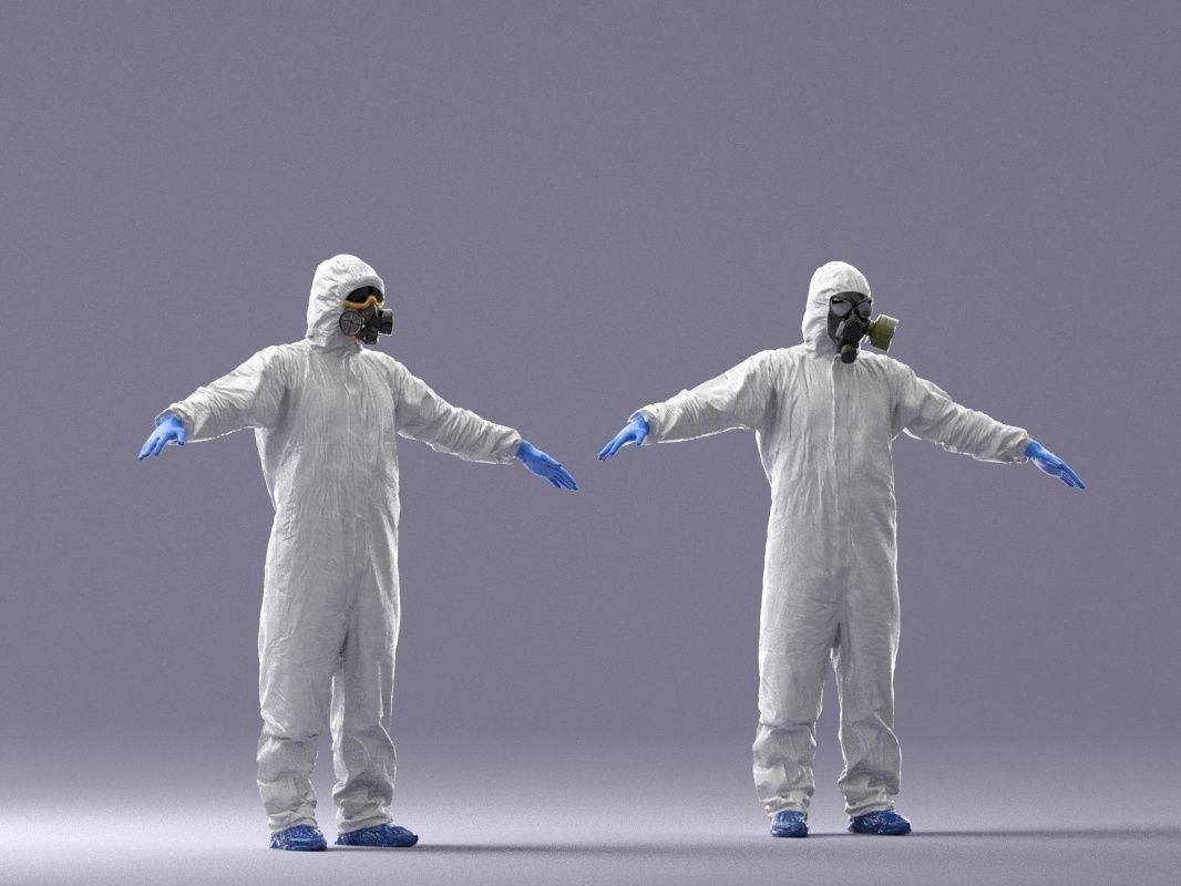 000343 Disinfector in Protective Suit T pose 0329 Low-poly 3D model_5
