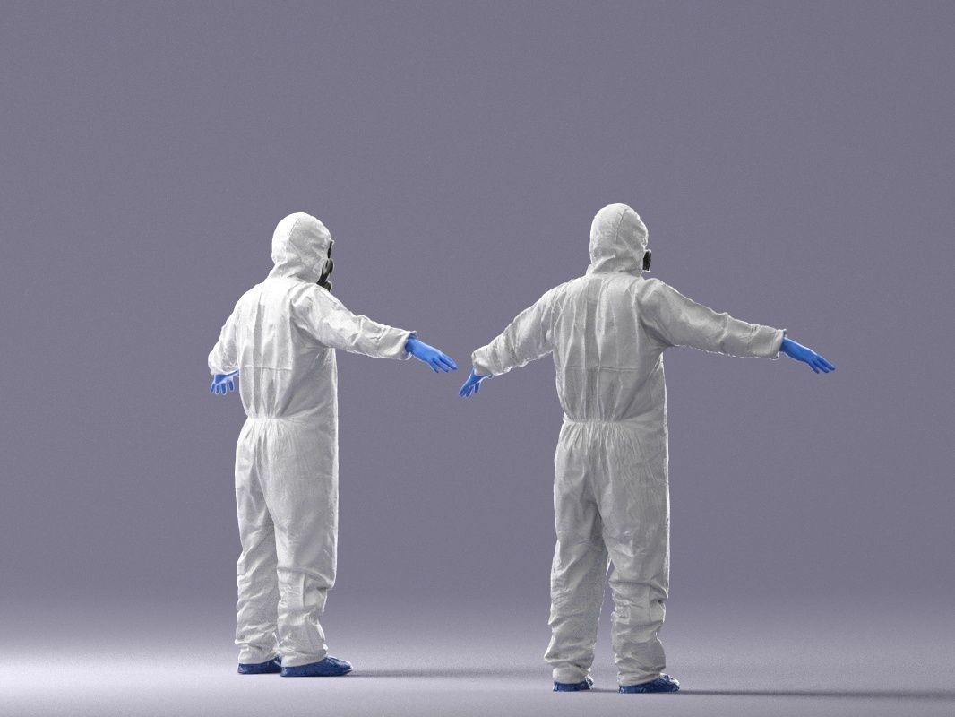 000343 Disinfector in Protective Suit T pose 0329 Low-poly 3D model_9