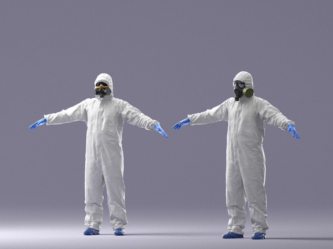 000343 Disinfector in Protective Suit T pose 0329 Low-poly 3D model_14