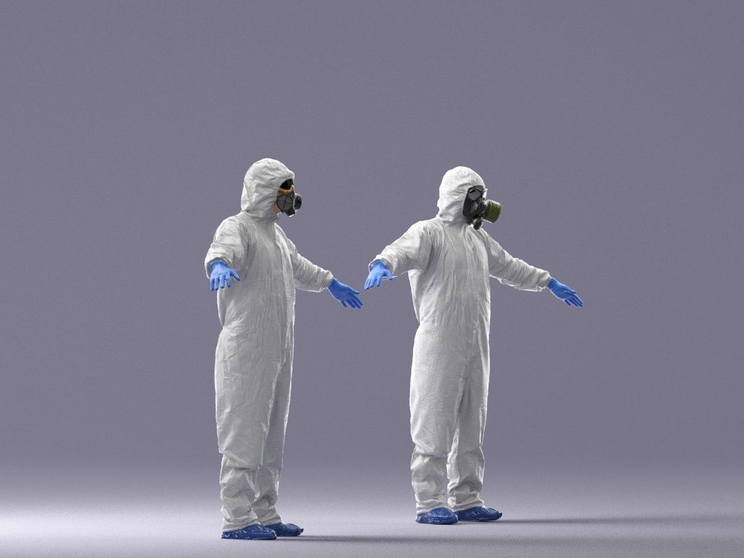 000343 Disinfector in Protective Suit T pose 0329 Low-poly 3D model_6
