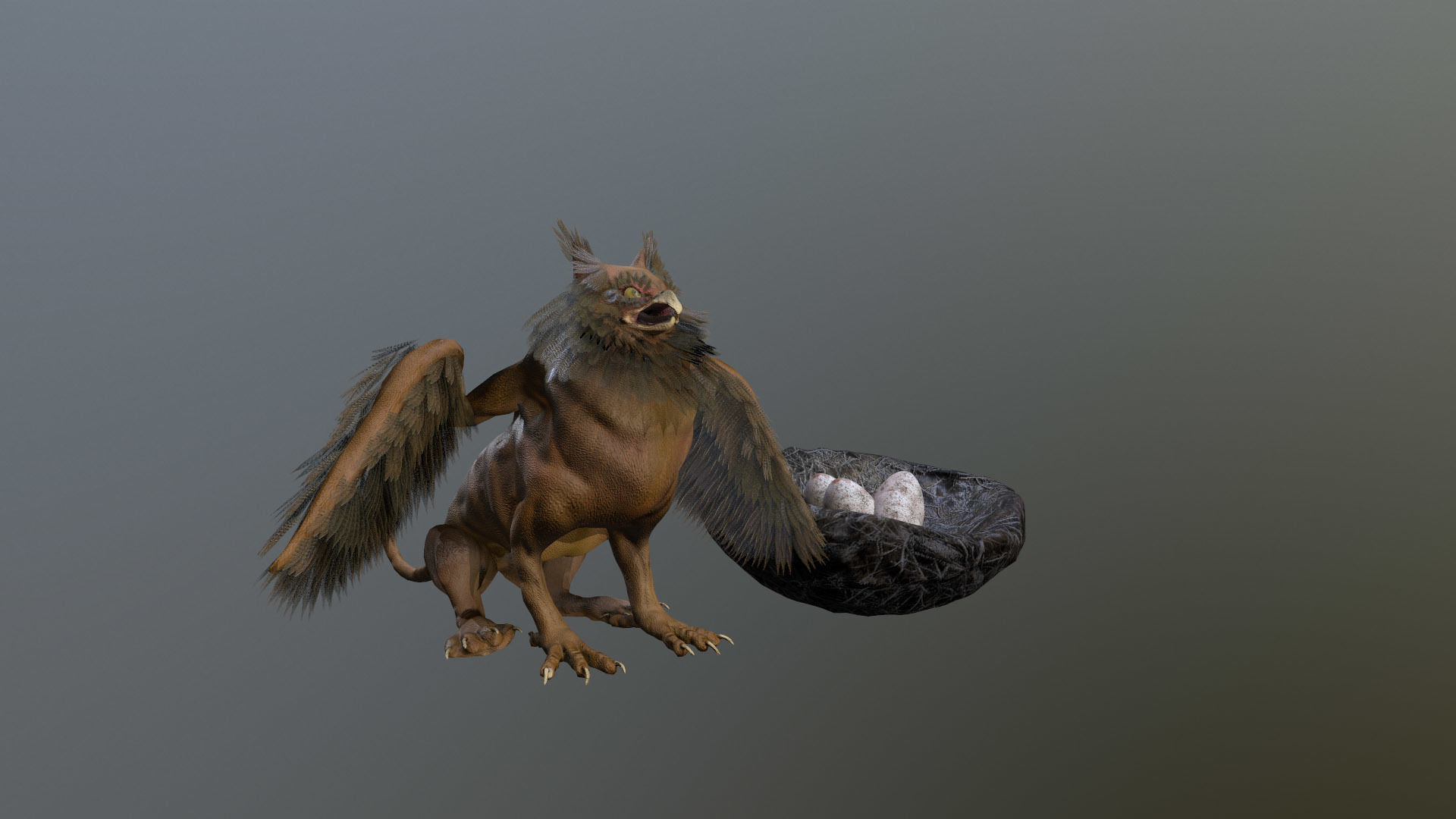 Anicent Griffin Low-poly 3D model_3