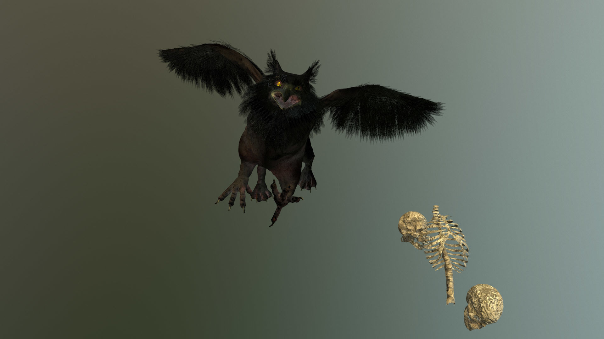 Anicent Griffin Low-poly 3D model_7