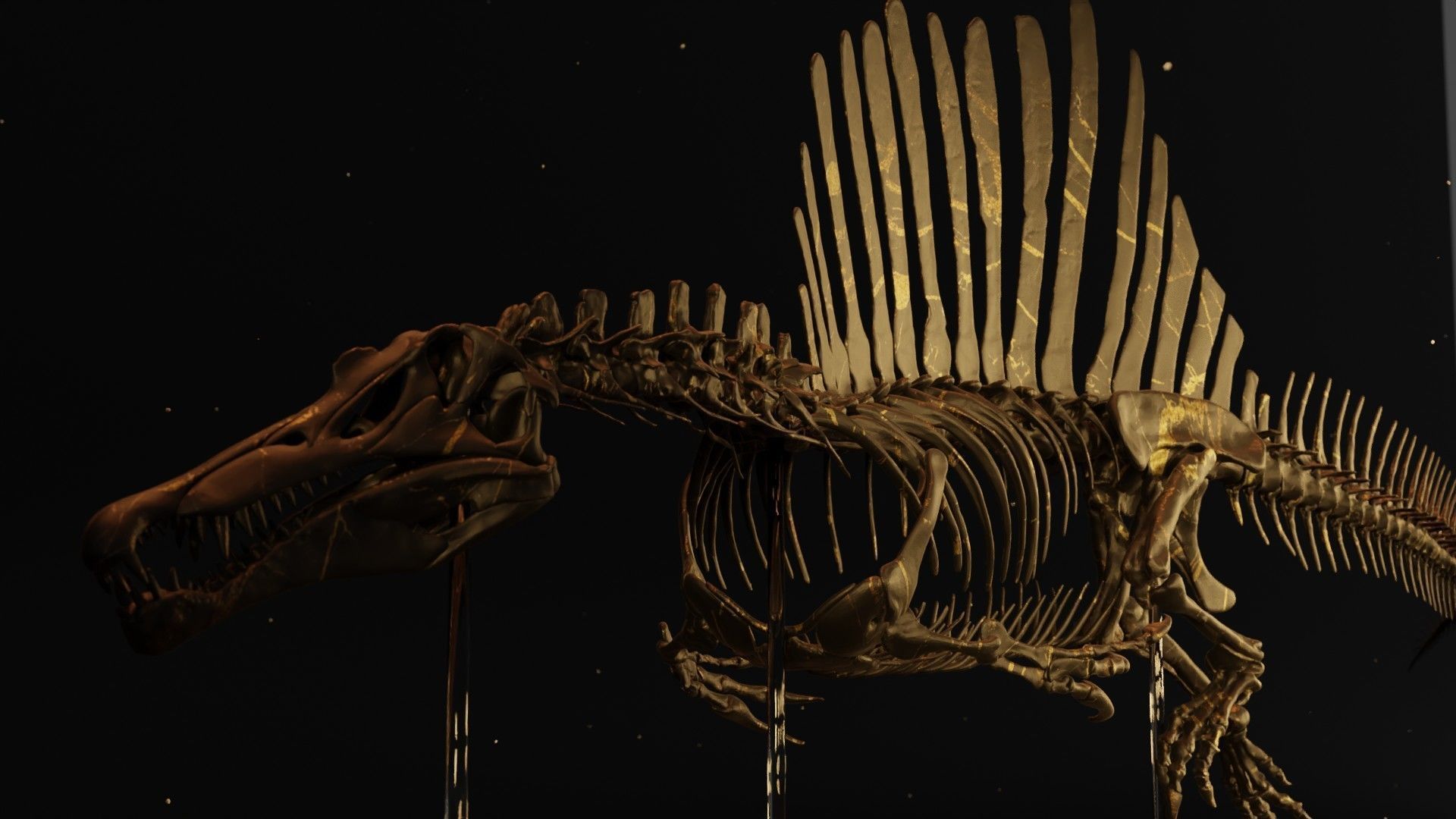 Spinosaurus Diorama Swimming Skeleton 3D print model_5