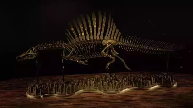 Spinosaurus Diorama Swimming Skeleton 3D print model
