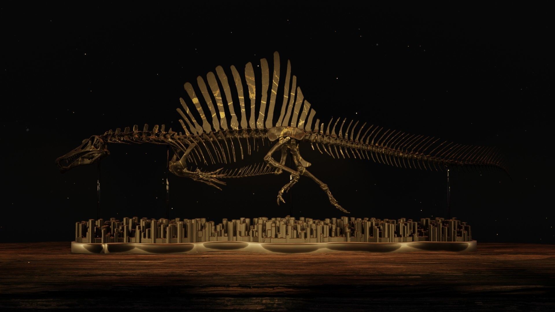Spinosaurus Diorama Swimming Skeleton 3D print model_2