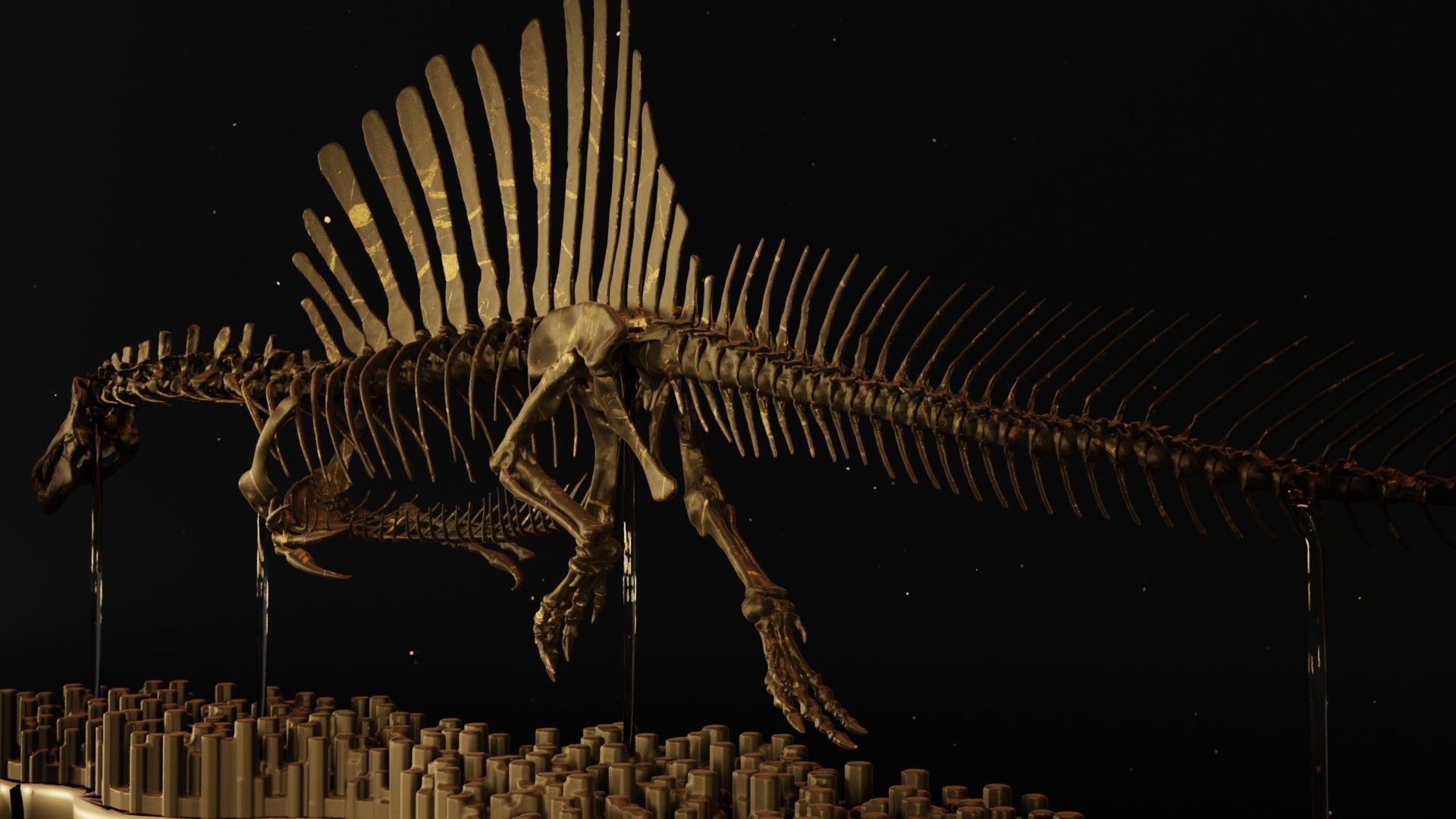 Spinosaurus Diorama Swimming Skeleton 3D print model_7