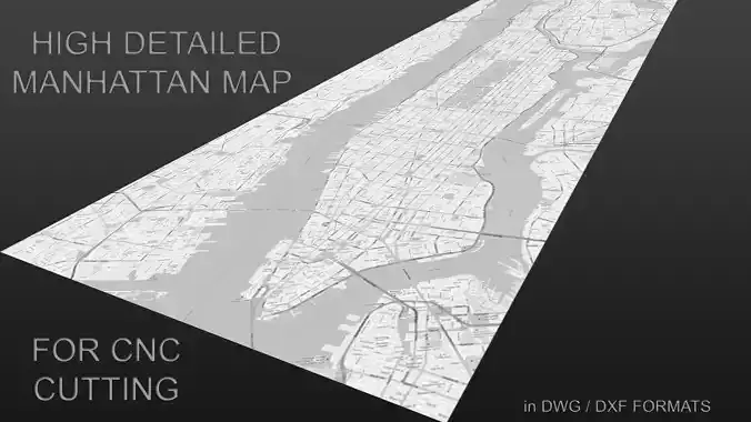Manhattan Map 2D to 3D with CNC Cutting Low-poly 3D model