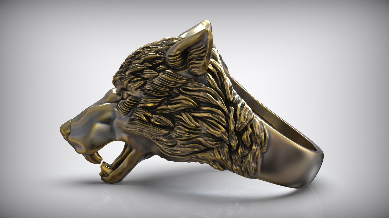 Wolf Head Ring Wild Animal 3D print model_2