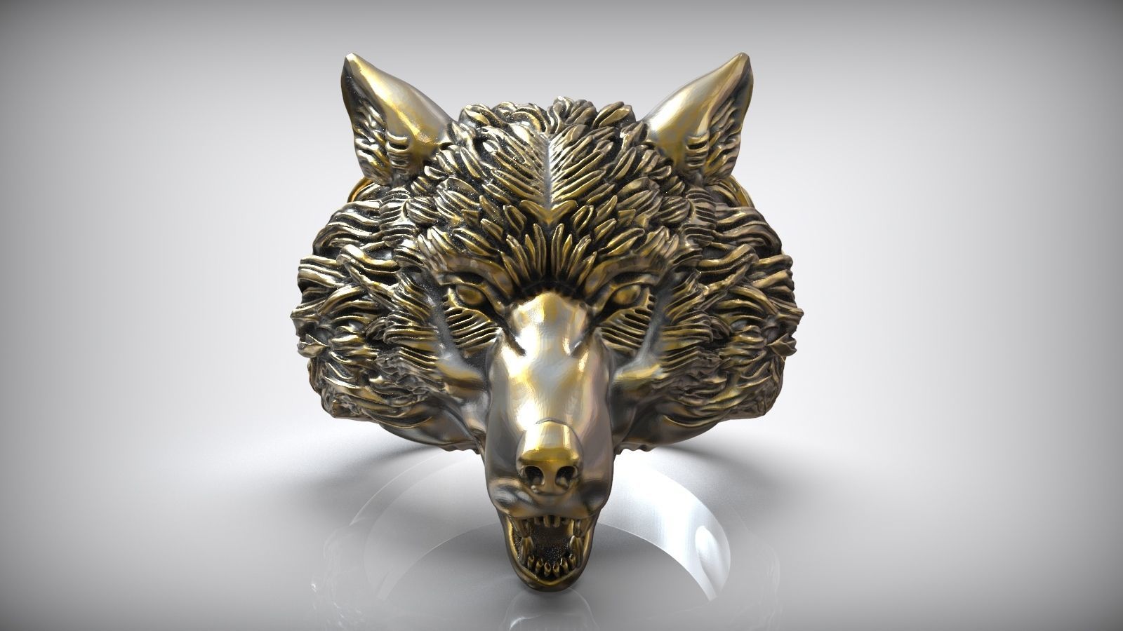Wolf Head Ring Wild Animal 3D print model_4