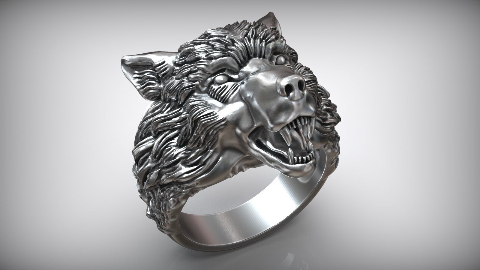 Wolf Head Ring Wild Animal 3D print model_3