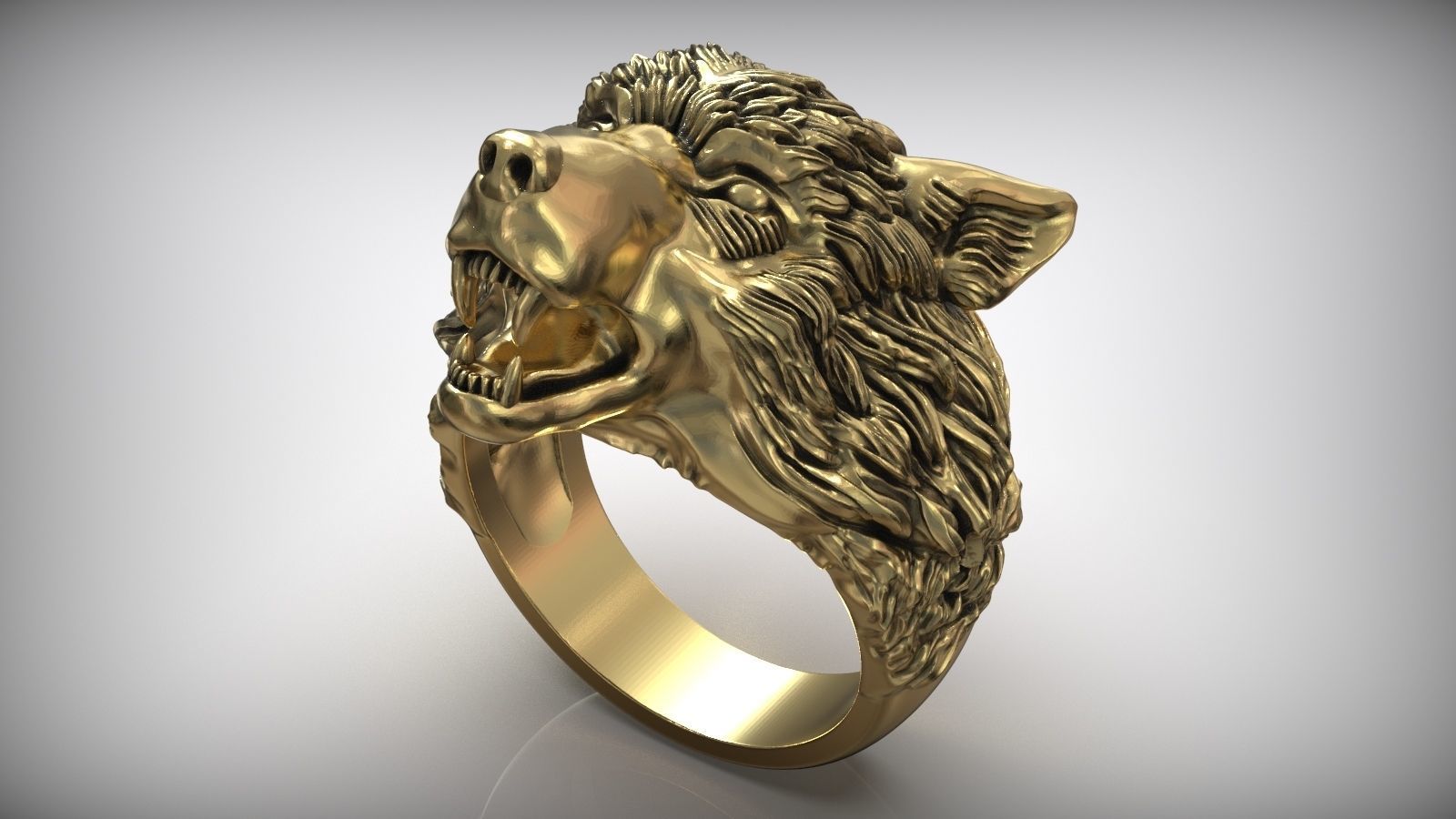 Wolf Head Ring Wild Animal 3D print model_6