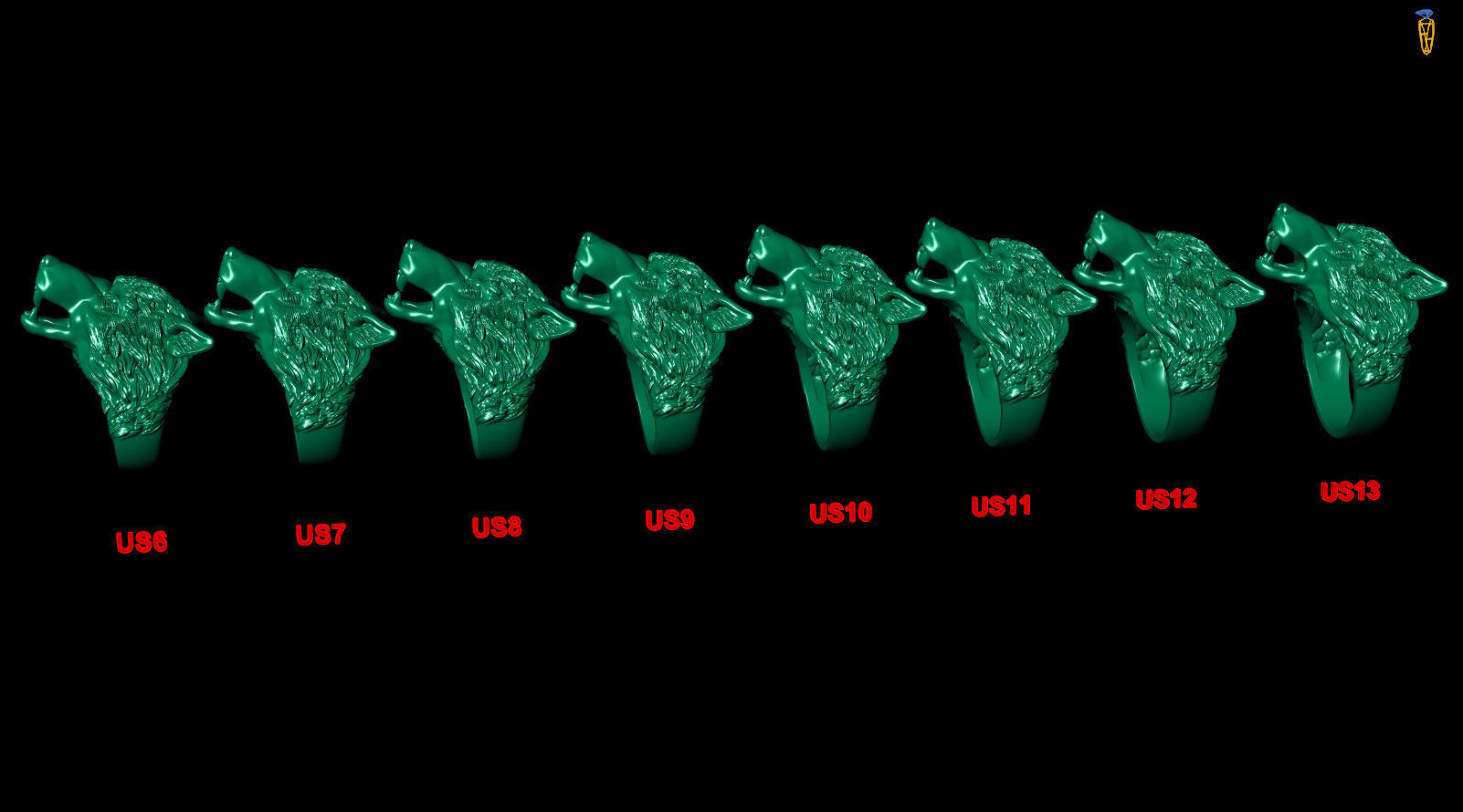 Wolf Head Ring Wild Animal 3D print model_9