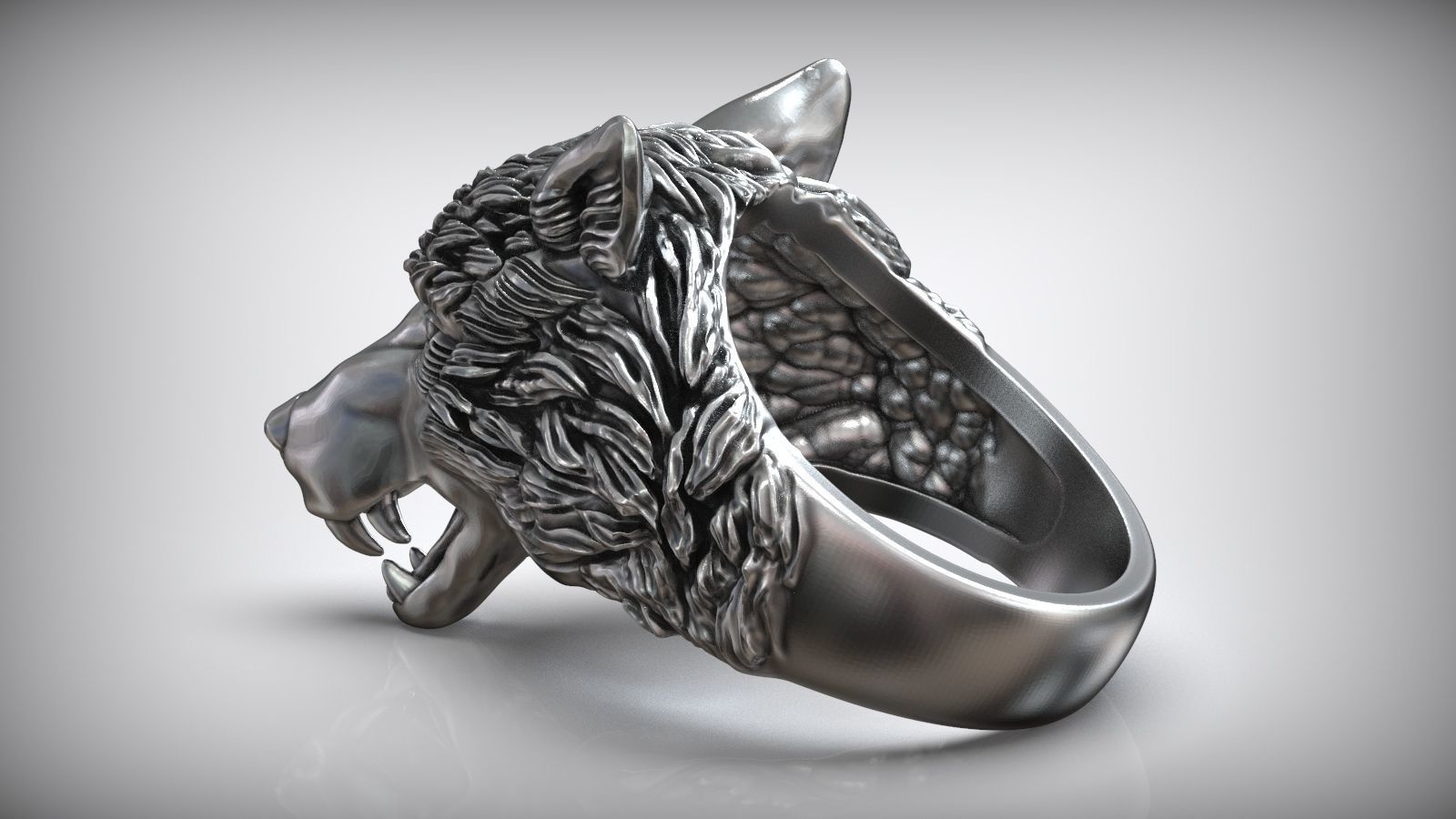 Wolf Head Ring Wild Animal 3D print model_7