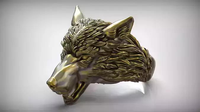 Wolf Head Ring Wild Animal 3D print model