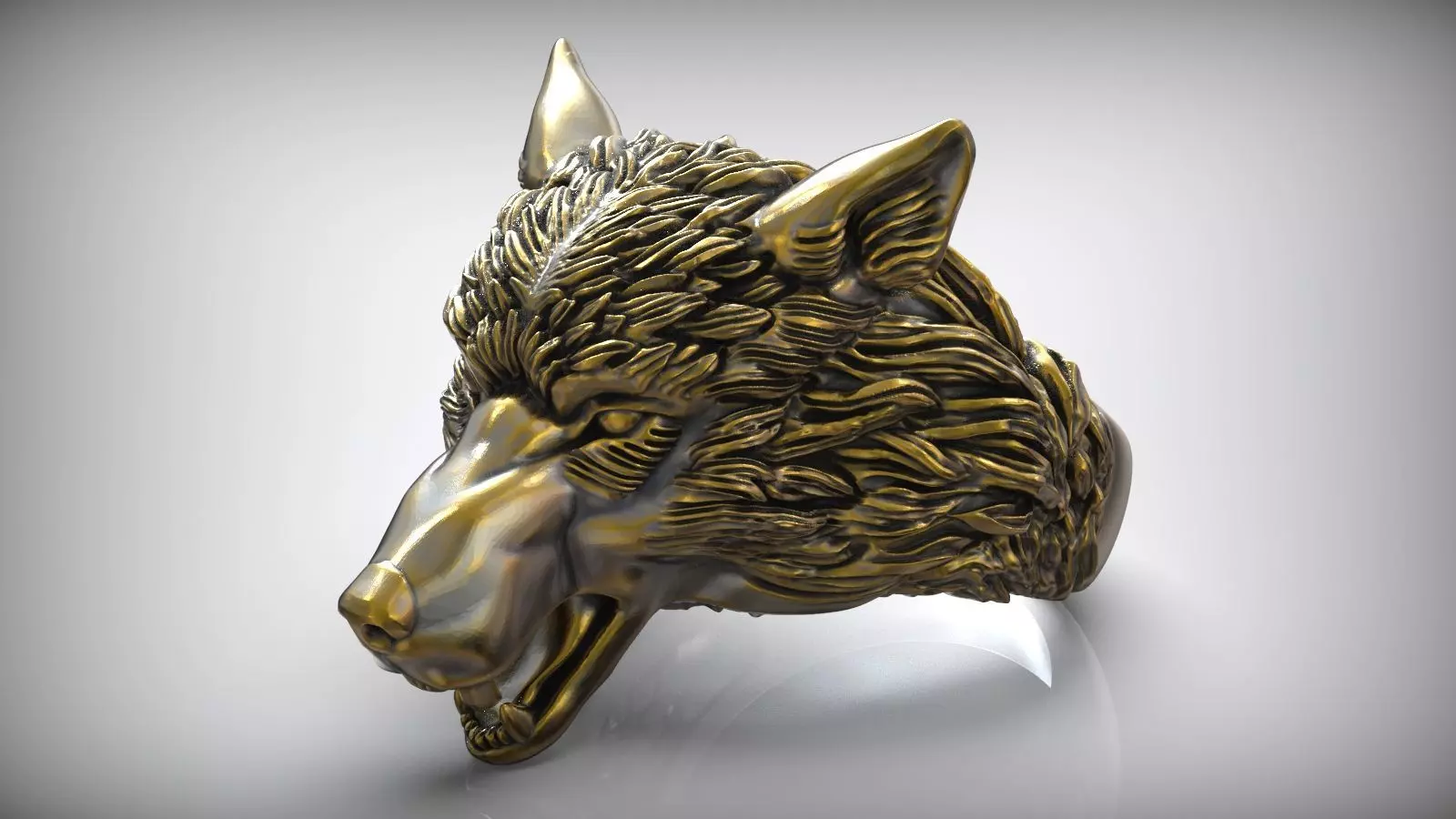 Wolf Head Ring Wild Animal 3D print model_0