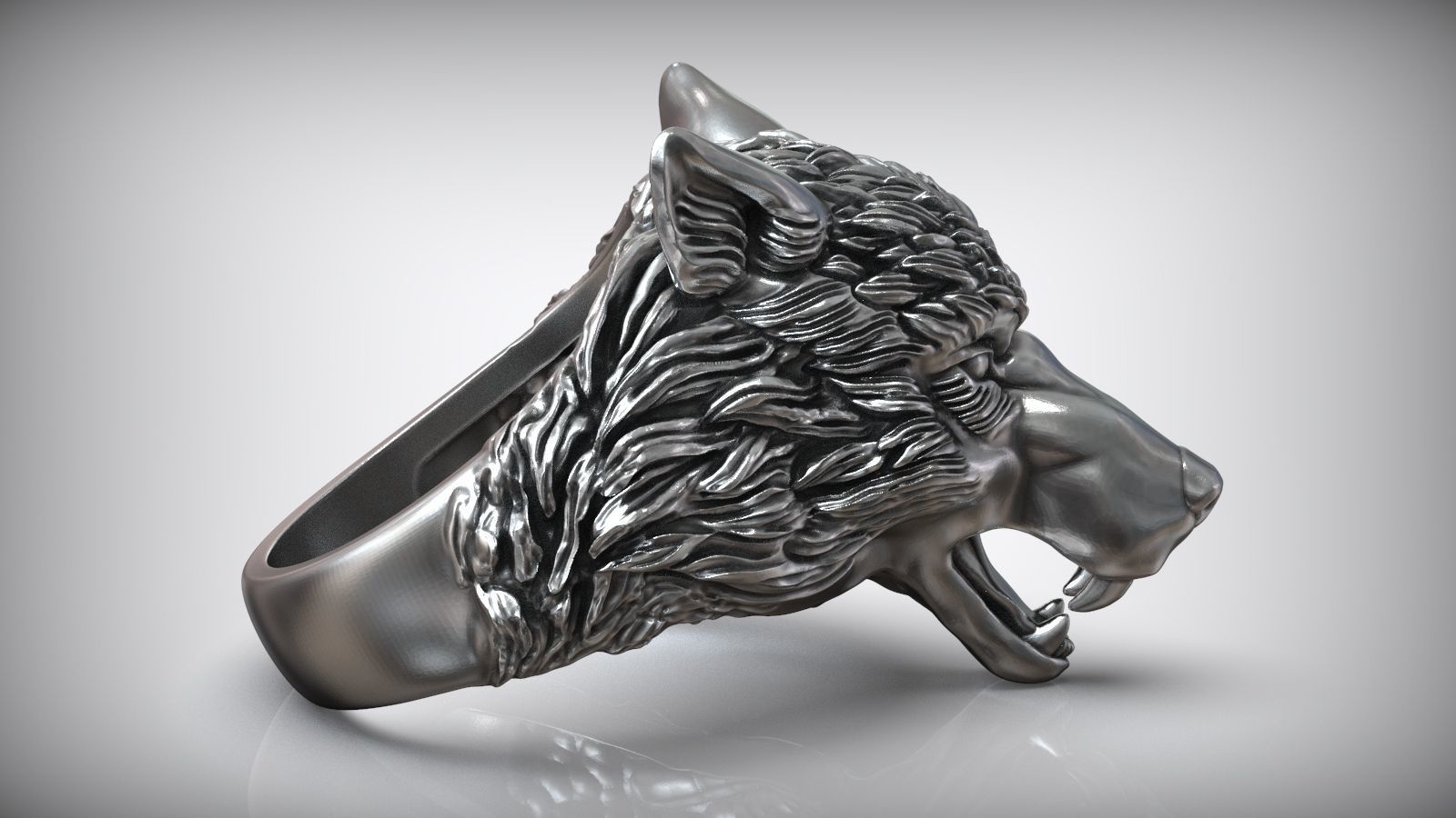 Wolf Head Ring Wild Animal 3D print model_5
