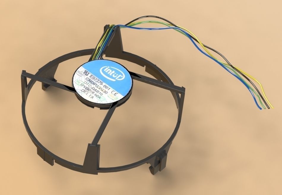 Intel Inspired Stock Computer Cooling Fan with Heatsink 3D model_2