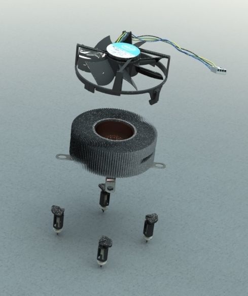 Intel Inspired Stock Computer Cooling Fan with Heatsink 3D model_7