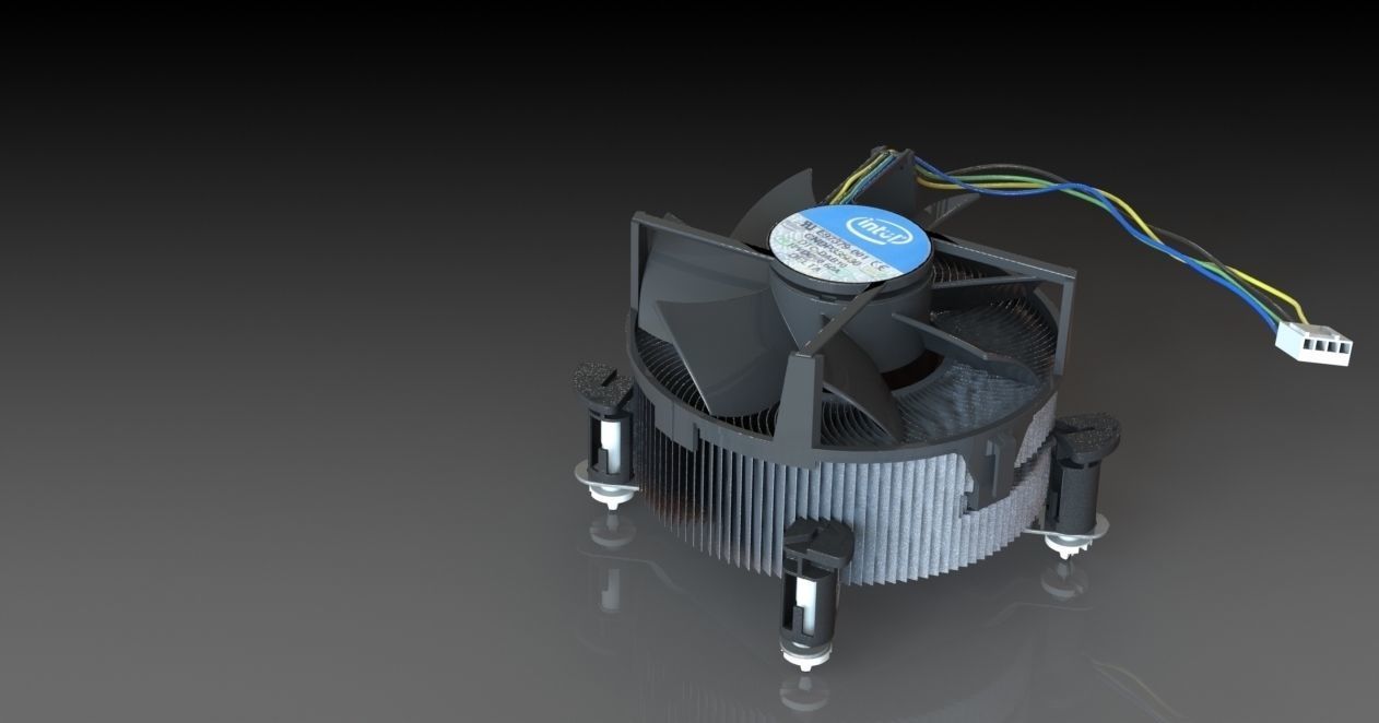 Intel Inspired Stock Computer Cooling Fan with Heatsink 3D model_3