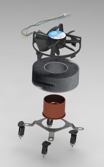 Intel Inspired Stock Computer Cooling Fan with Heatsink 3D model_4