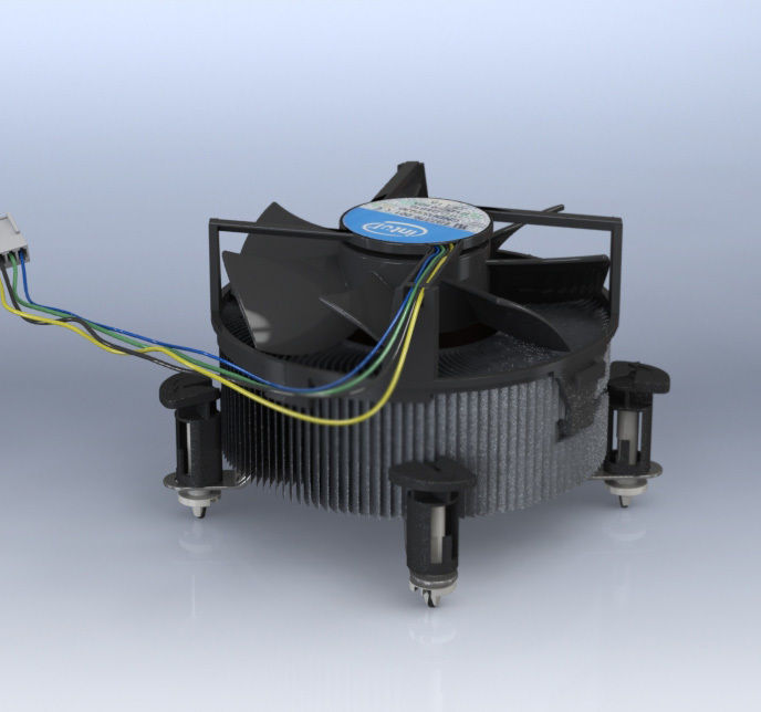 Intel Inspired Stock Computer Cooling Fan with Heatsink 3D model_1