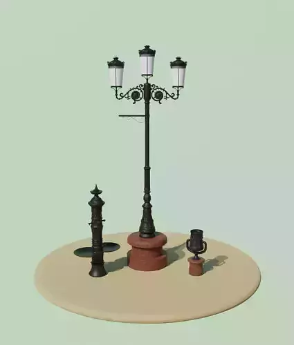 Casted urban furniture pack 3D model