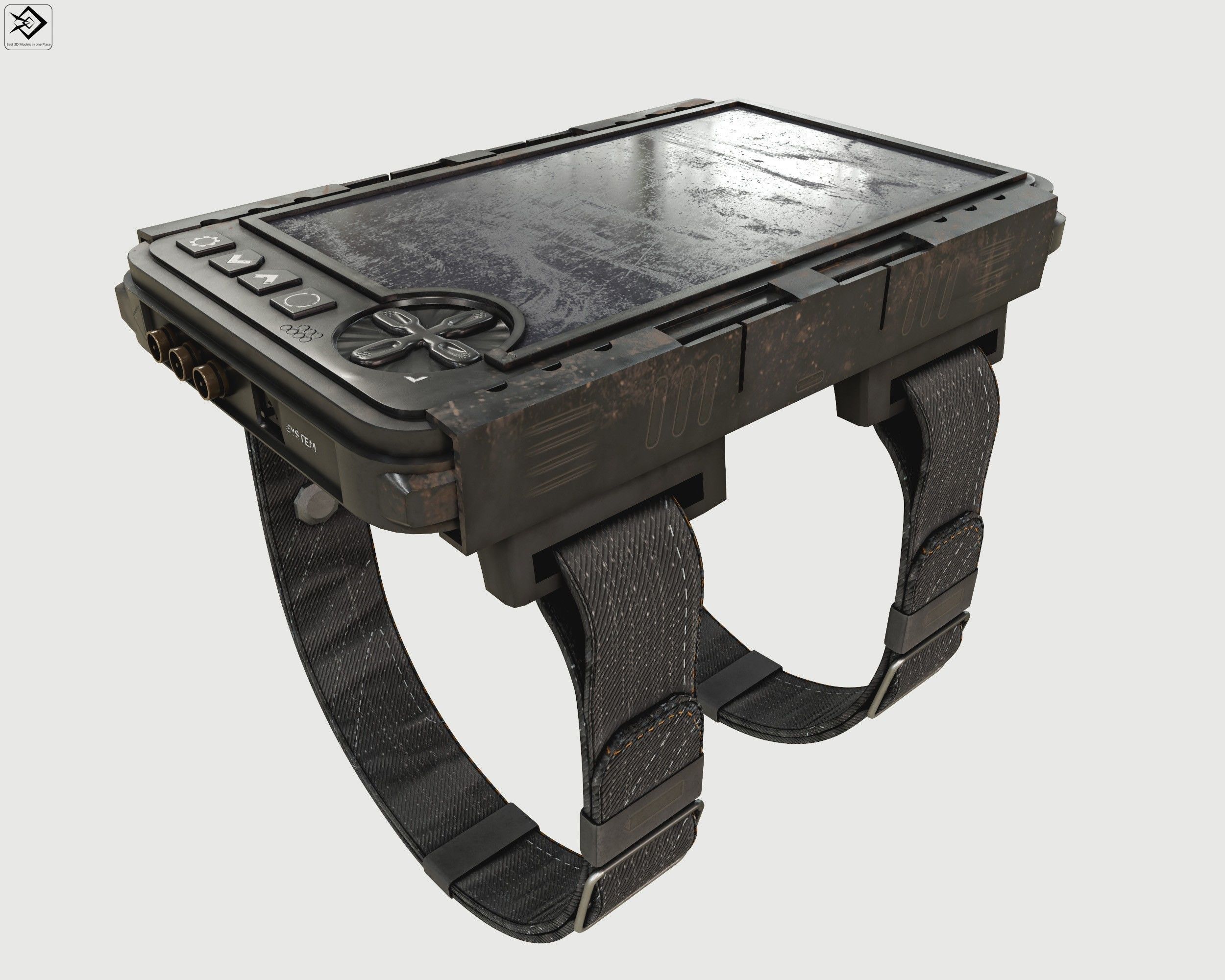 Military wrist tablet Low-poly 3D model_1
