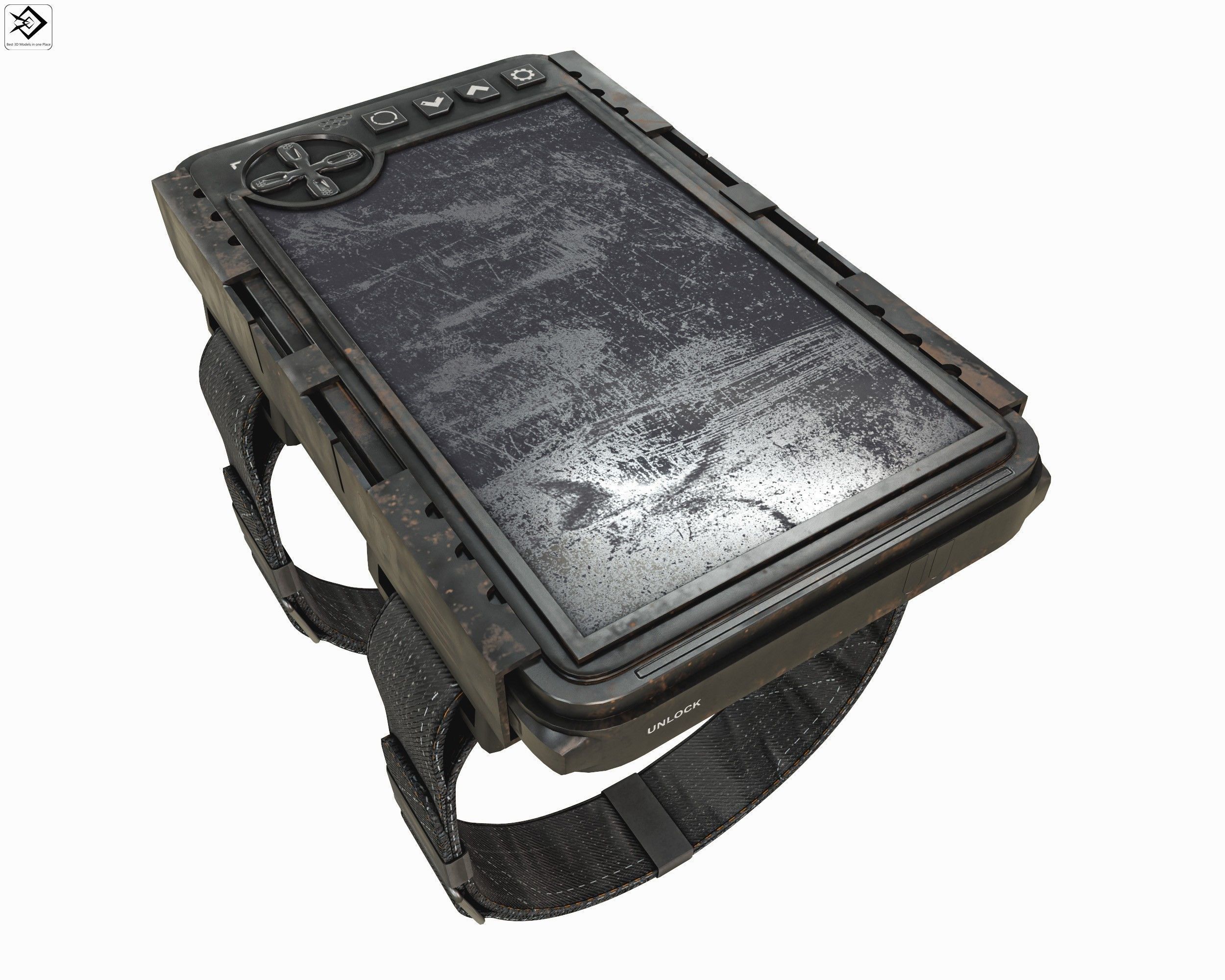 Military wrist tablet Low-poly 3D model_7