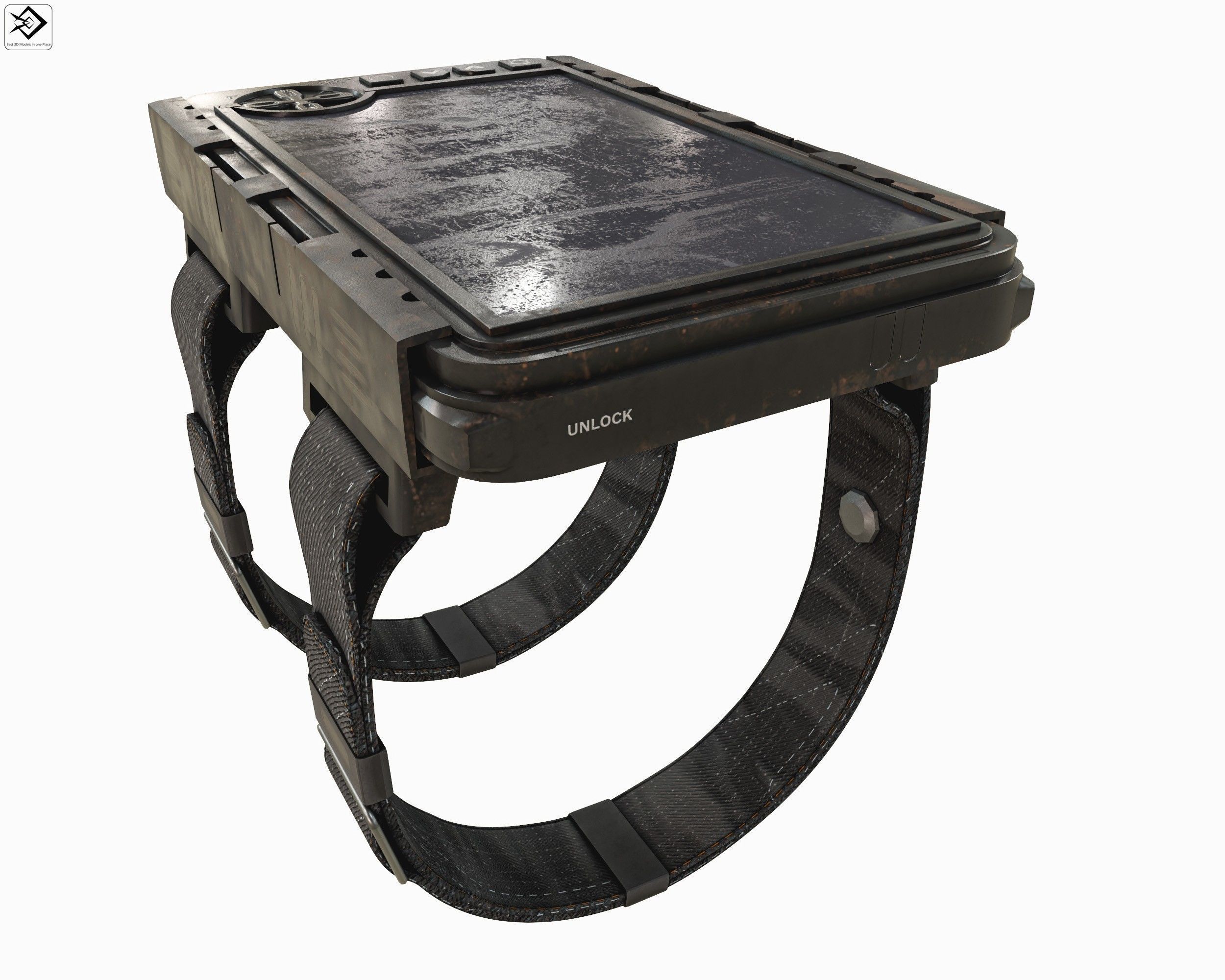 Military wrist tablet Low-poly 3D model_6