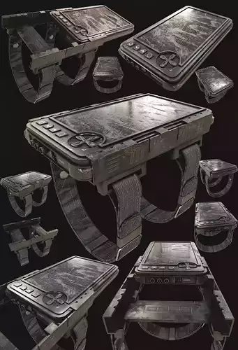 Military wrist tablet Low-poly 3D model